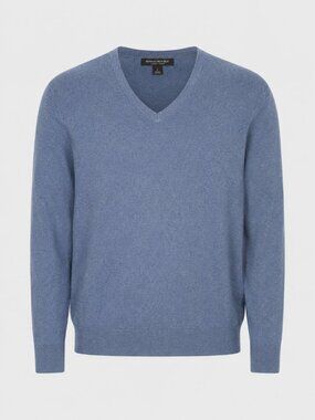 Banana Republic Luxury Blend Silk Cashmere Blue V-Neck Sweater Size L
